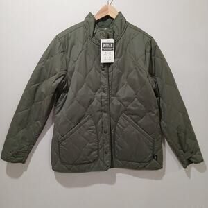 Duluth Trading Co Jacket Womens XL Green Sutters Mill Quilted Snap Front Utility